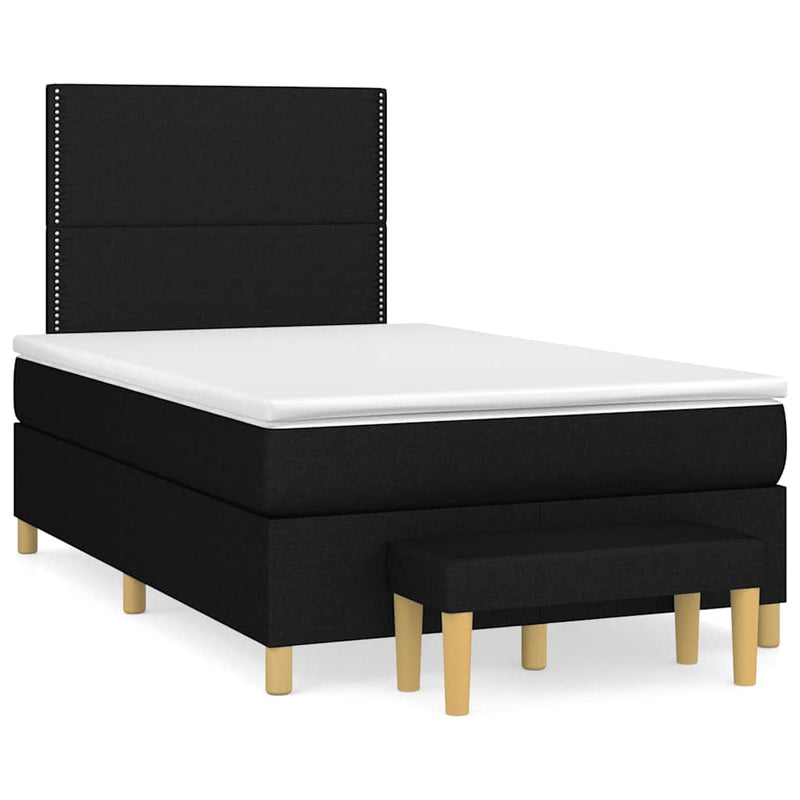 Pat box spring cu saltea, negru, 120x190 cm, catifea