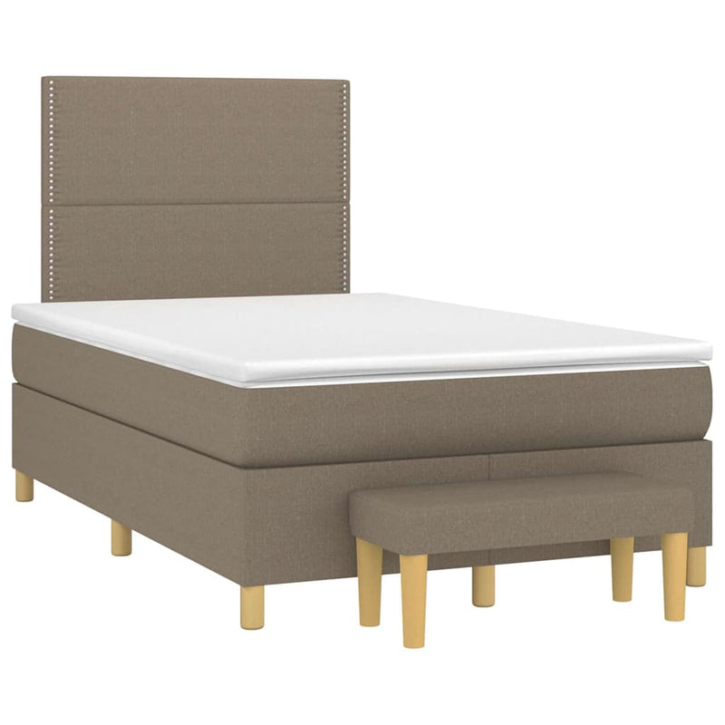 Pat box spring cu saltea, taupe, 120x190 cm material textil