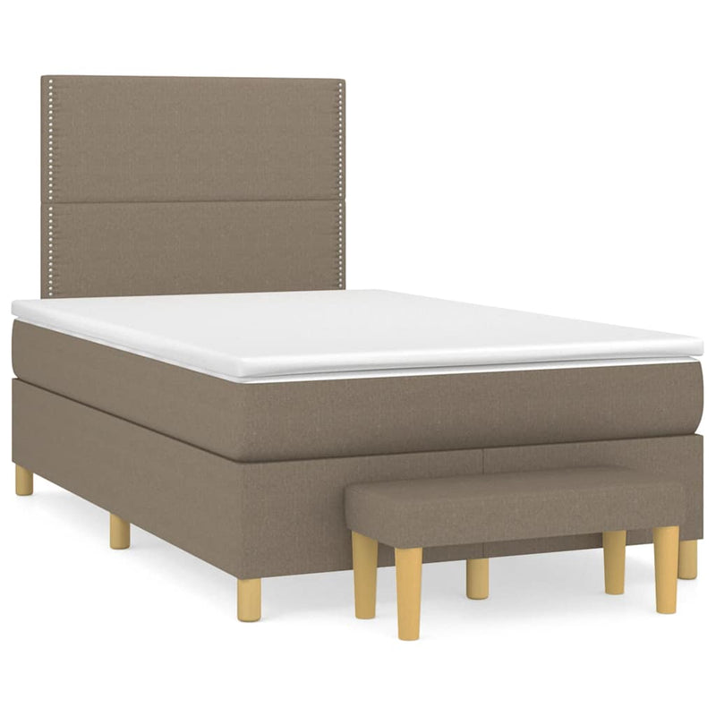 Pat box spring cu saltea, taupe, 120x190 cm material textil