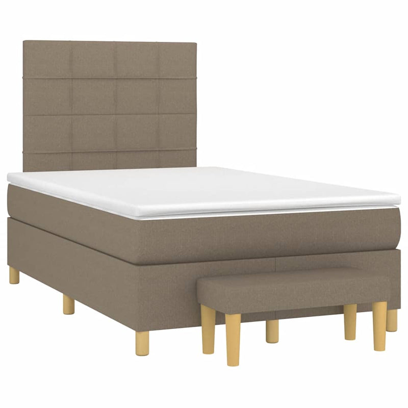 Pat box spring cu saltea, taupe, 120x190 cm material textil