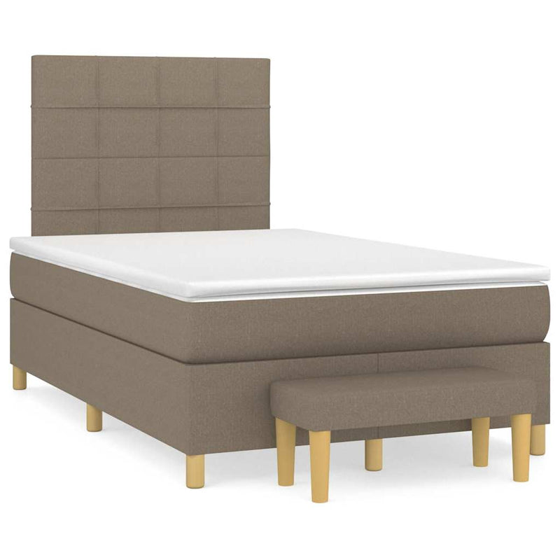Pat box spring cu saltea, taupe, 120x190 cm material textil