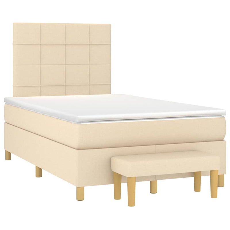 Pat continental cu saltea, crem, 120x190 cm, textil