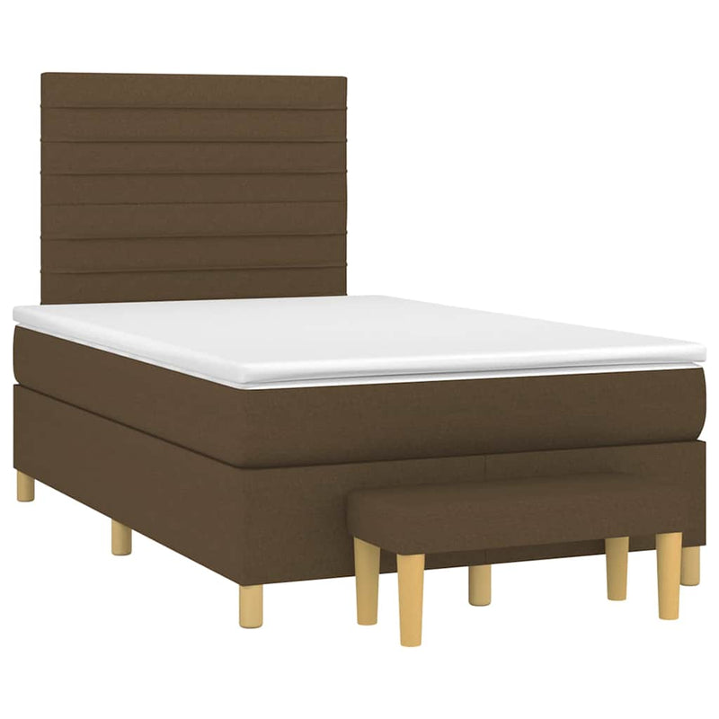 Pat box spring cu saltea, maro închis, 120x190 cm, textil