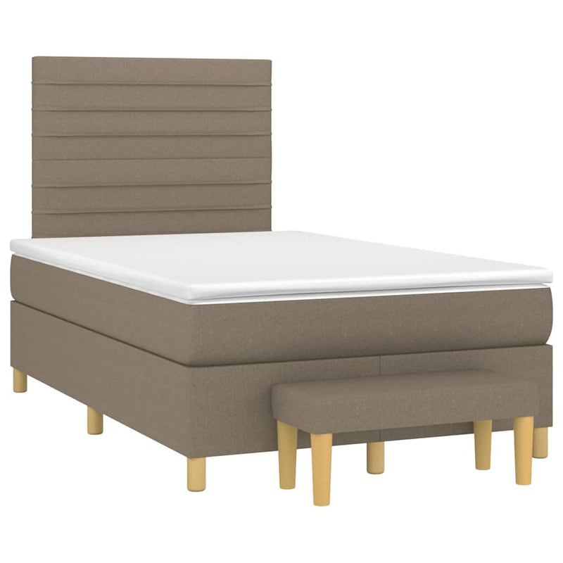 Pat box spring cu saltea, taupe, 120x190 cm material textil