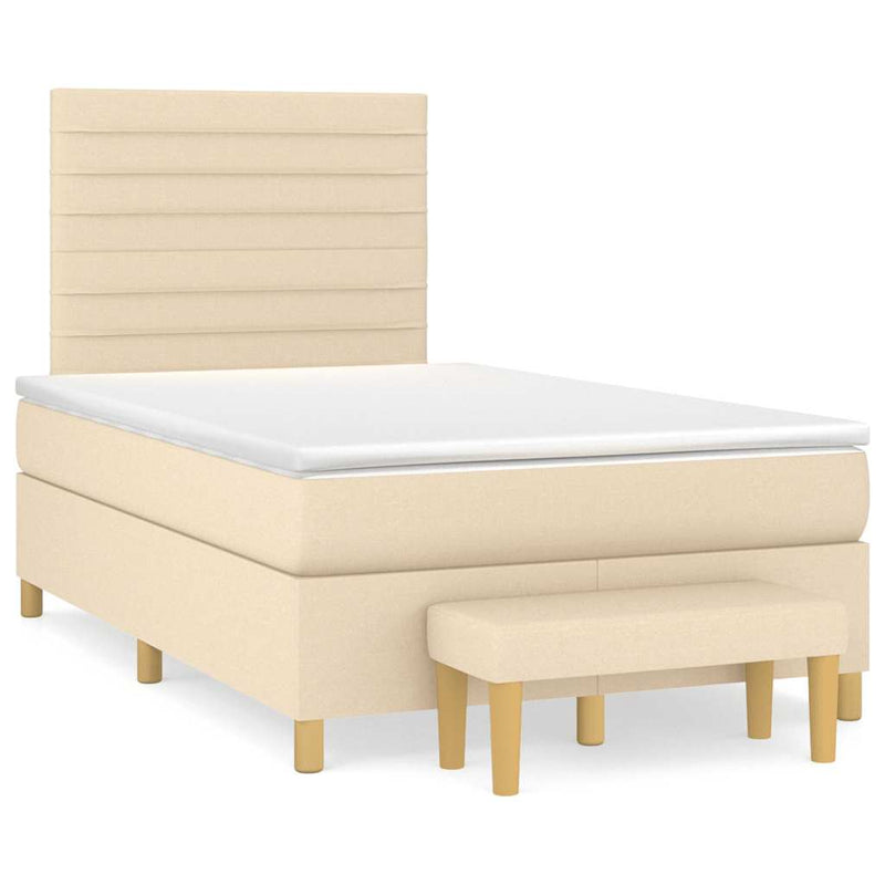 Pat continental cu saltea, crem, 120x190 cm, textil