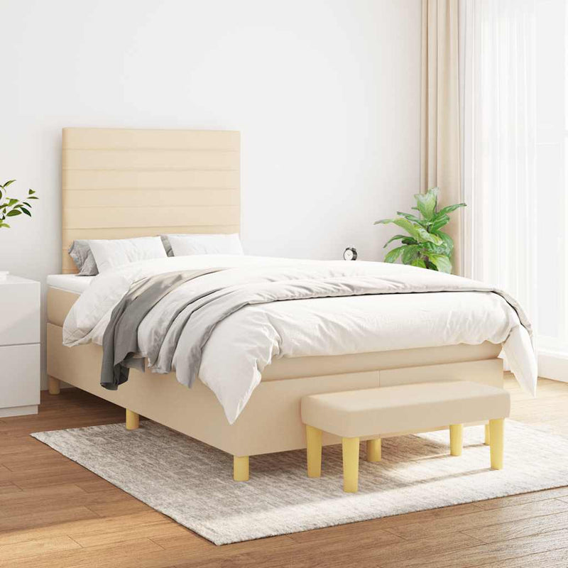 Pat continental cu saltea, crem, 120x190 cm, textil