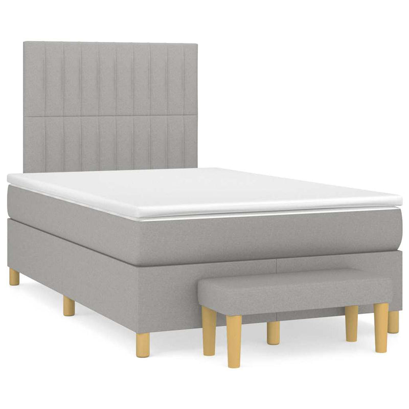 Pat box spring cu saltea, gri deschis, 120x190 cm, textil