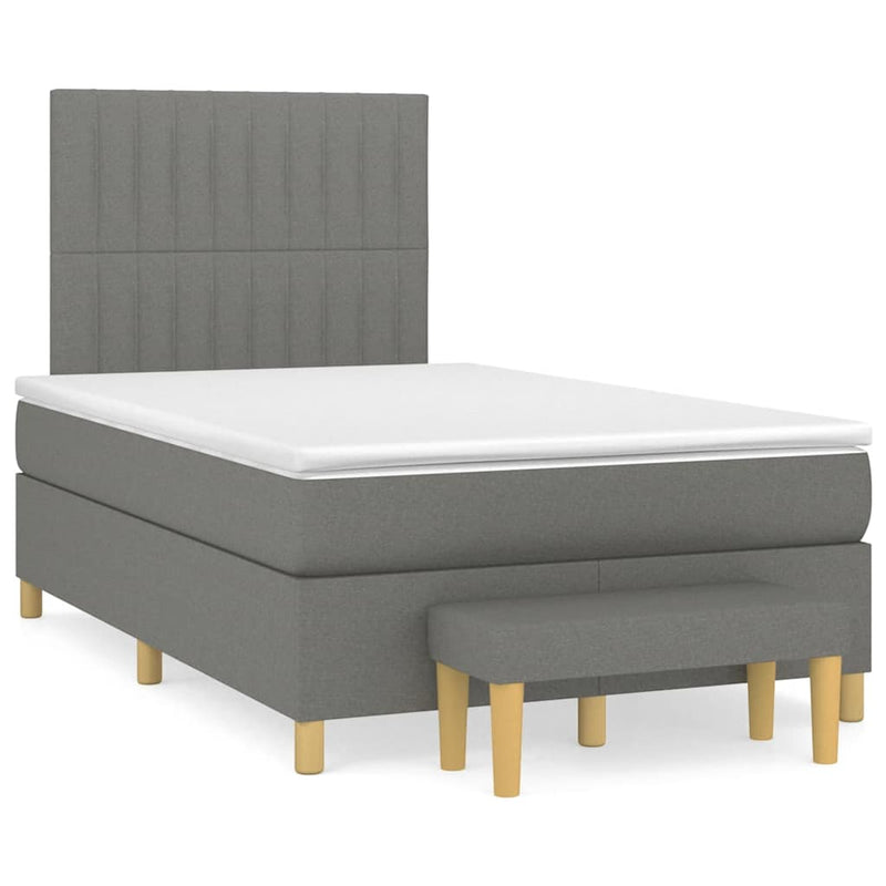 Pat box spring cu saltea, gri închis, 120x190 cm, textil