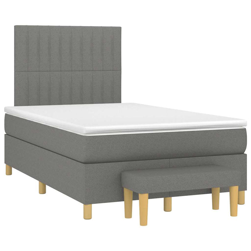 Pat box spring cu saltea, gri închis, 120x190 cm, textil