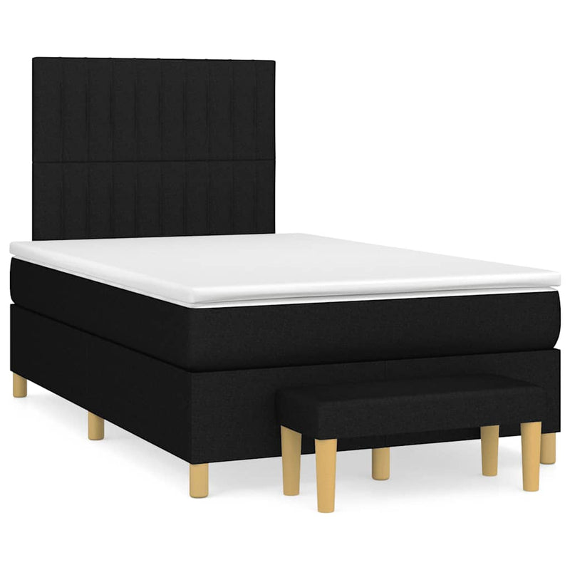 Pat box spring cu saltea, negru, 120x190 cm, catifea