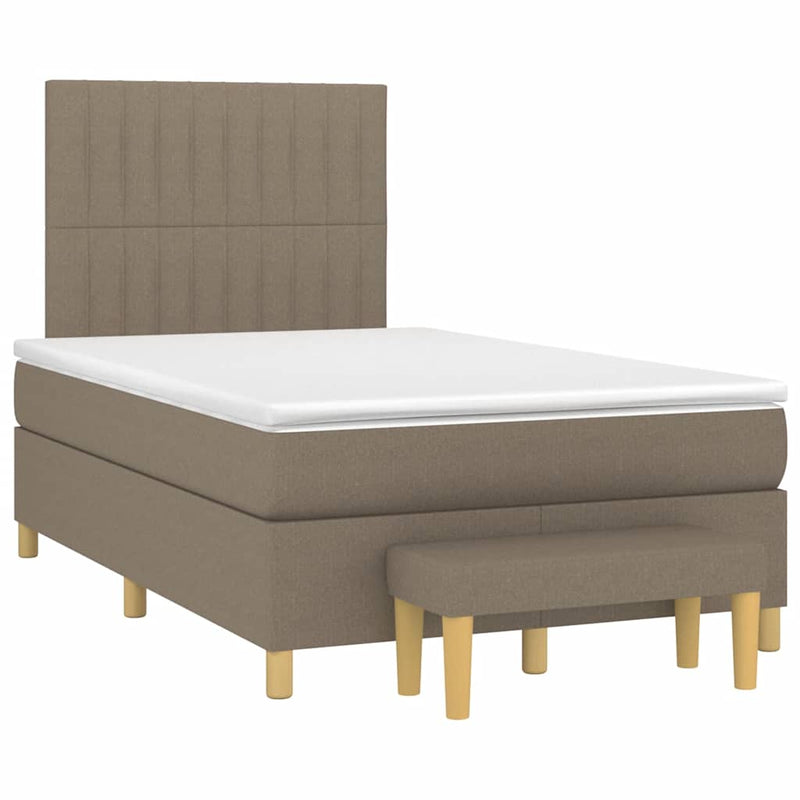 Pat box spring cu saltea, taupe, 120x190 cm material textil