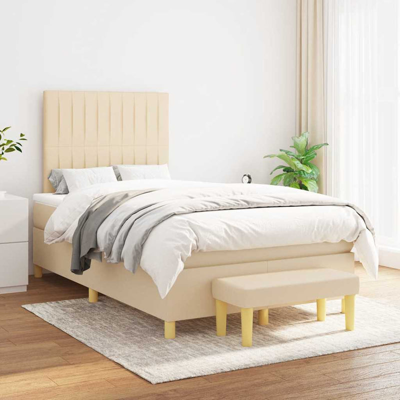 Pat continental cu saltea, crem, 120x190 cm, textil