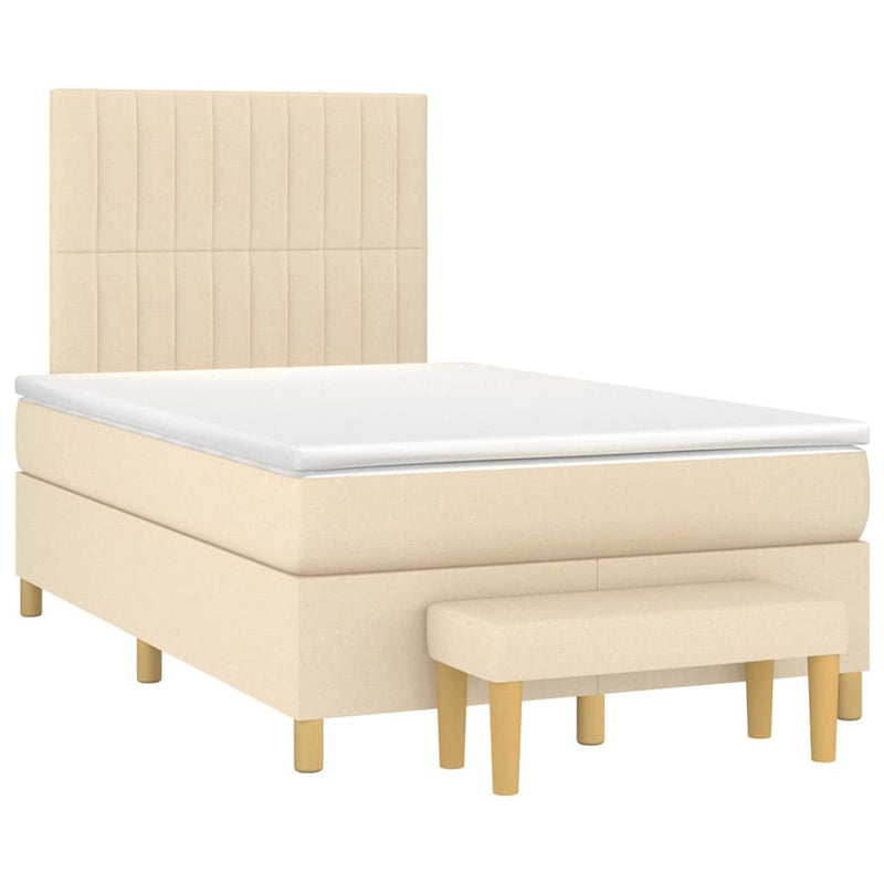 Pat continental cu saltea, crem, 120x190 cm, textil