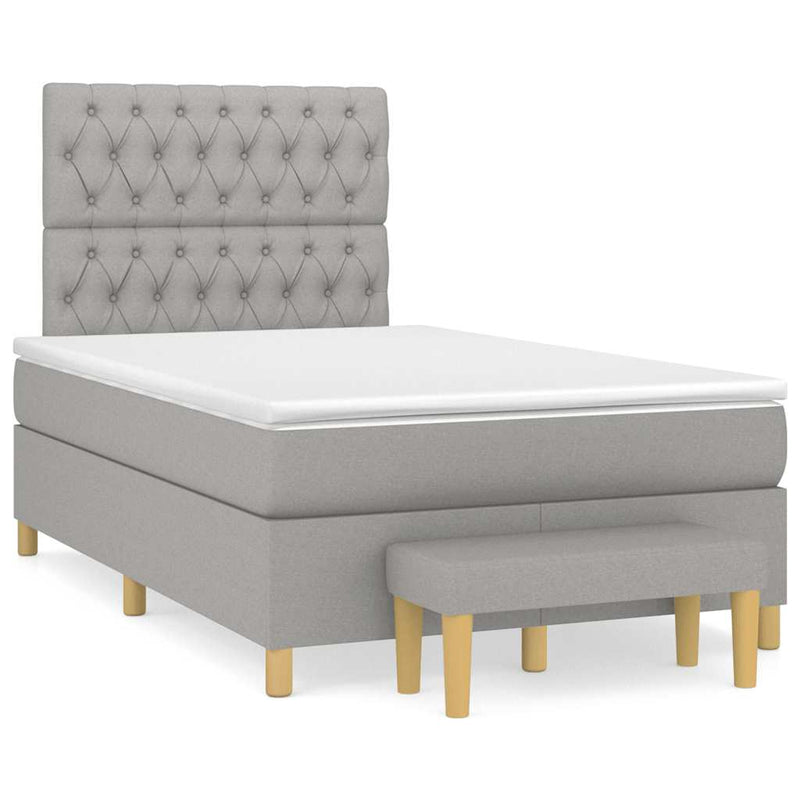 Pat box spring cu saltea, gri deschis, 120x190 cm, textil