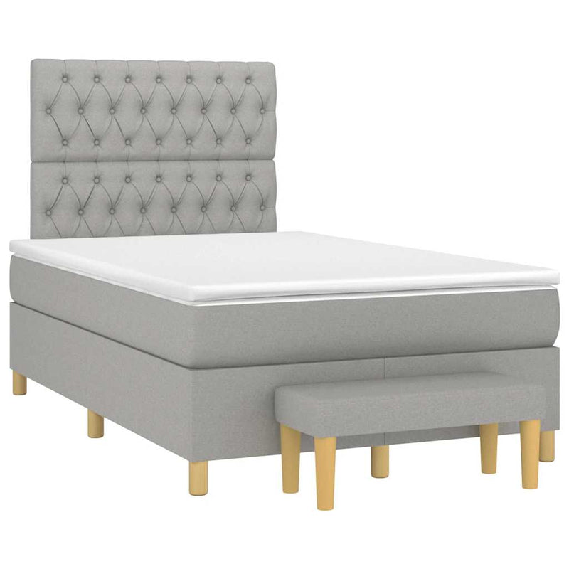 Pat box spring cu saltea, gri deschis, 120x190 cm, textil