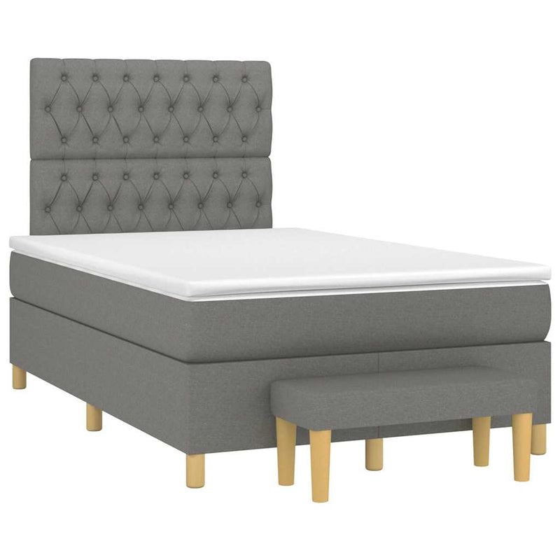 Pat box spring cu saltea, gri închis, 120x190 cm, textil