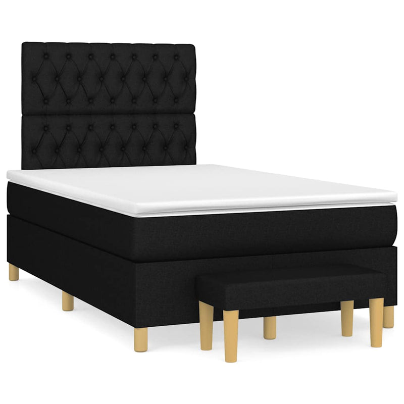 Pat box spring cu saltea, negru, 120x190 cm, catifea