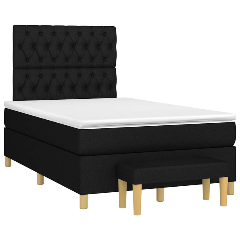 Pat box spring cu saltea, negru, 120x190 cm, catifea