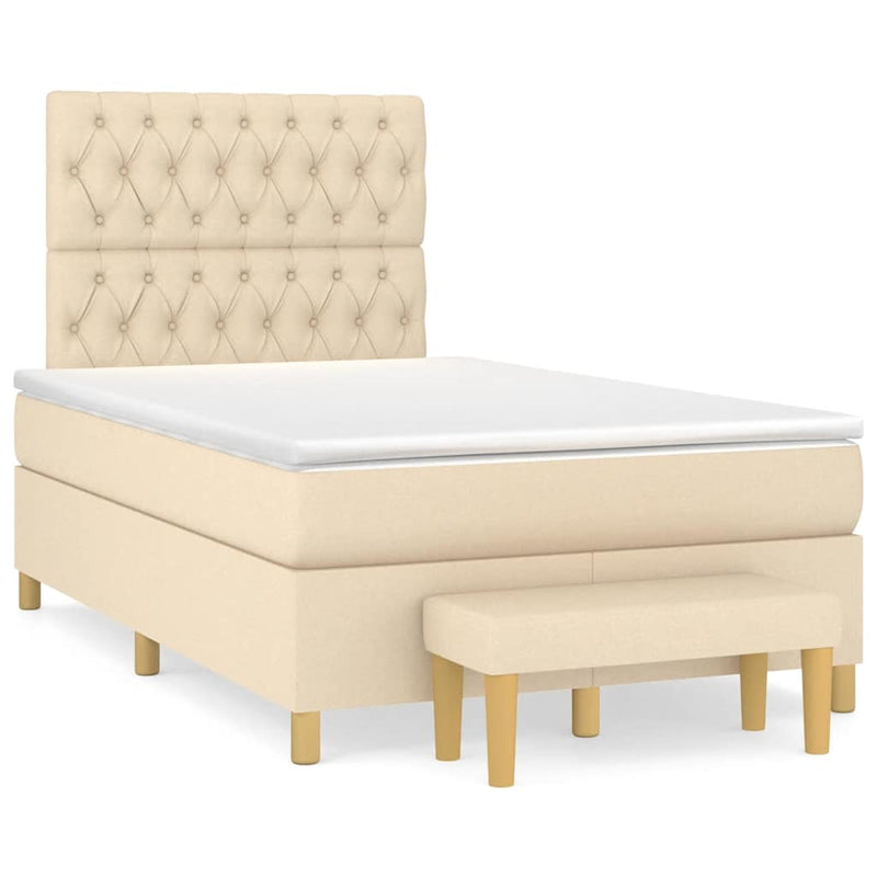 Pat continental cu saltea, crem, 120x190 cm, textil