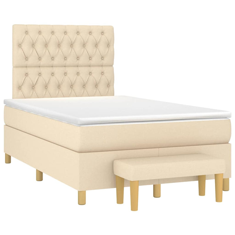 Pat continental cu saltea, crem, 120x190 cm, textil