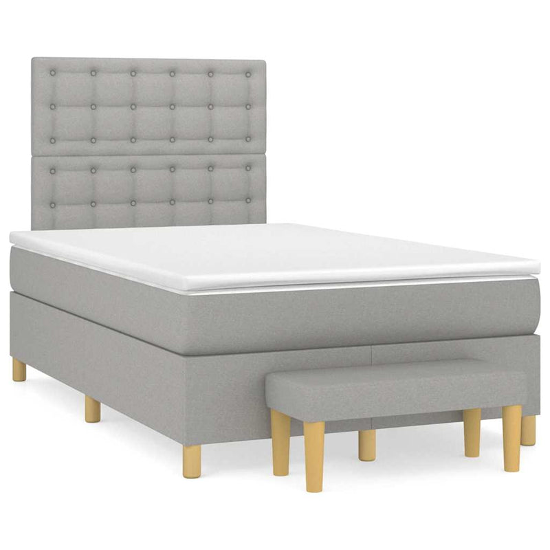 Pat box spring cu saltea, gri deschis, 120x190 cm, textil