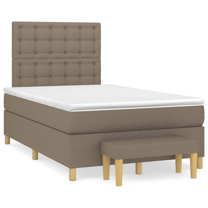 Pat box spring cu saltea, taupe, 120x190 cm material textil