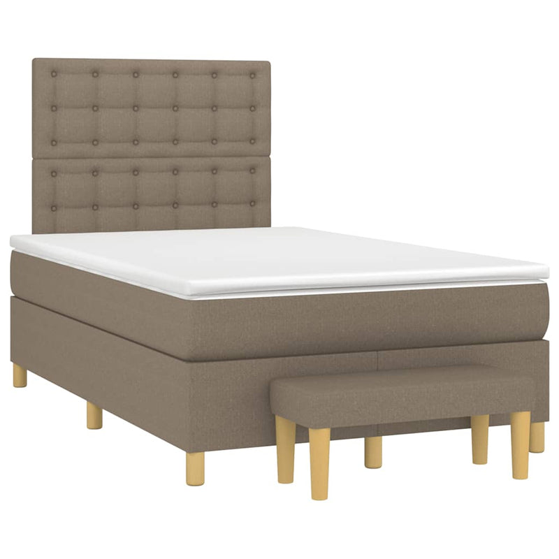 Pat box spring cu saltea, taupe, 120x190 cm material textil