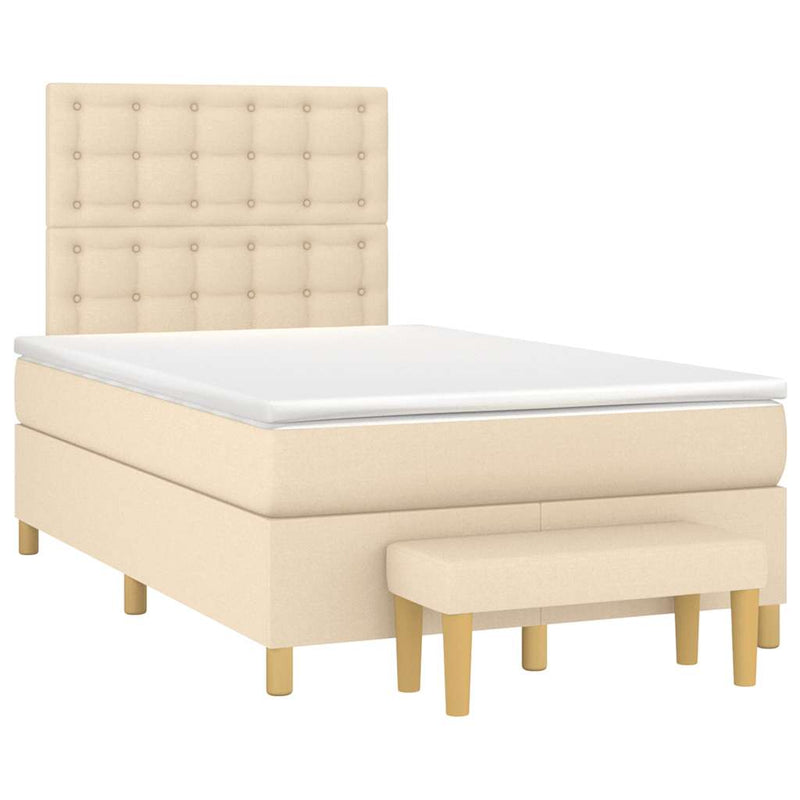 Pat continental cu saltea, crem, 120x190 cm, textil