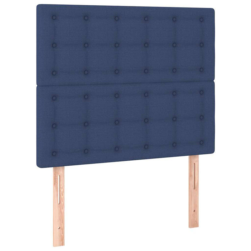 Pat box spring cu saltea, albastru, 120x190 cm, material textil