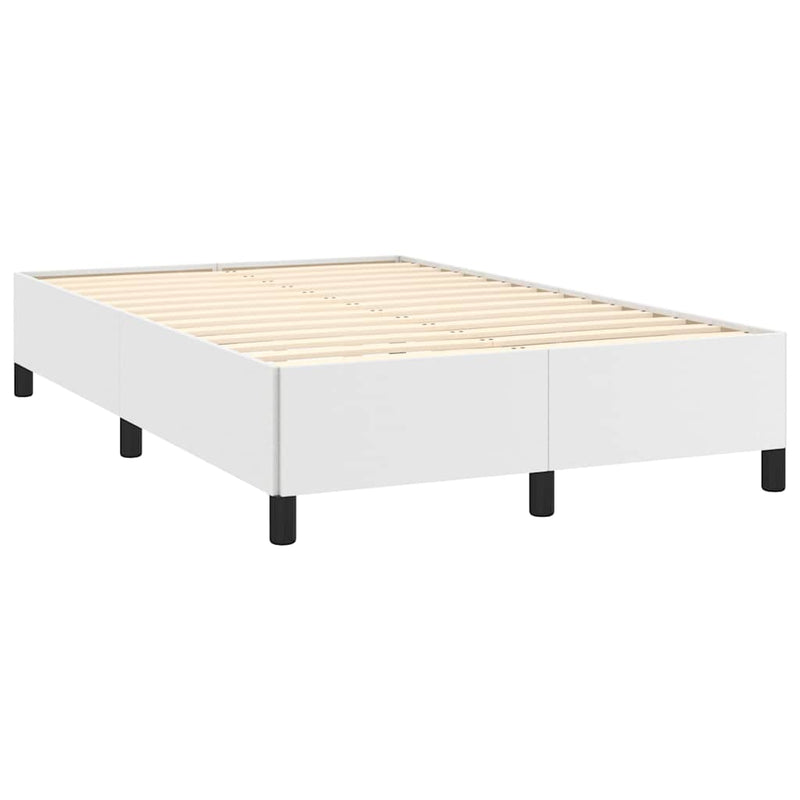 Pat box spring cu saltea, alb, 120x190 cm, piele ecologică
