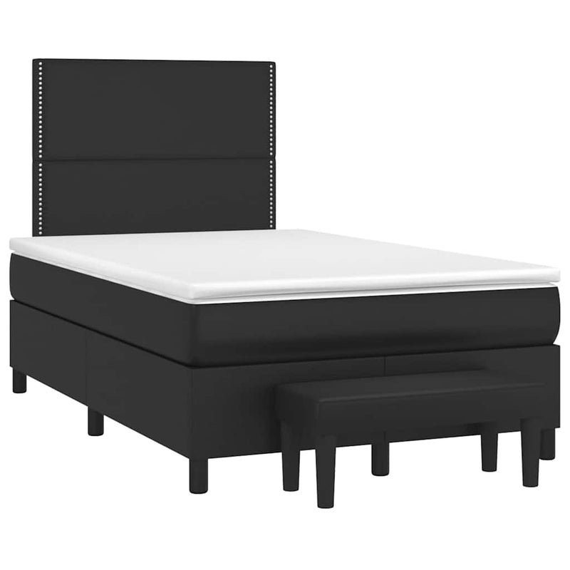 Pat box spring cu saltea, negru, 120x190 cm, piele ecologică