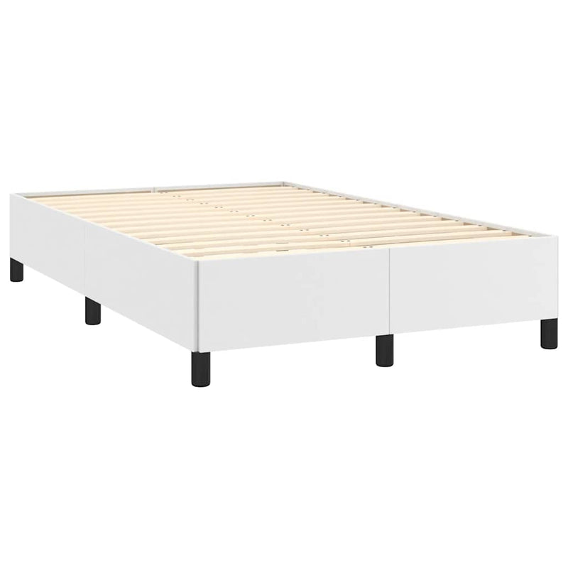 Pat box spring cu saltea, alb, 120x190 cm, piele ecologică