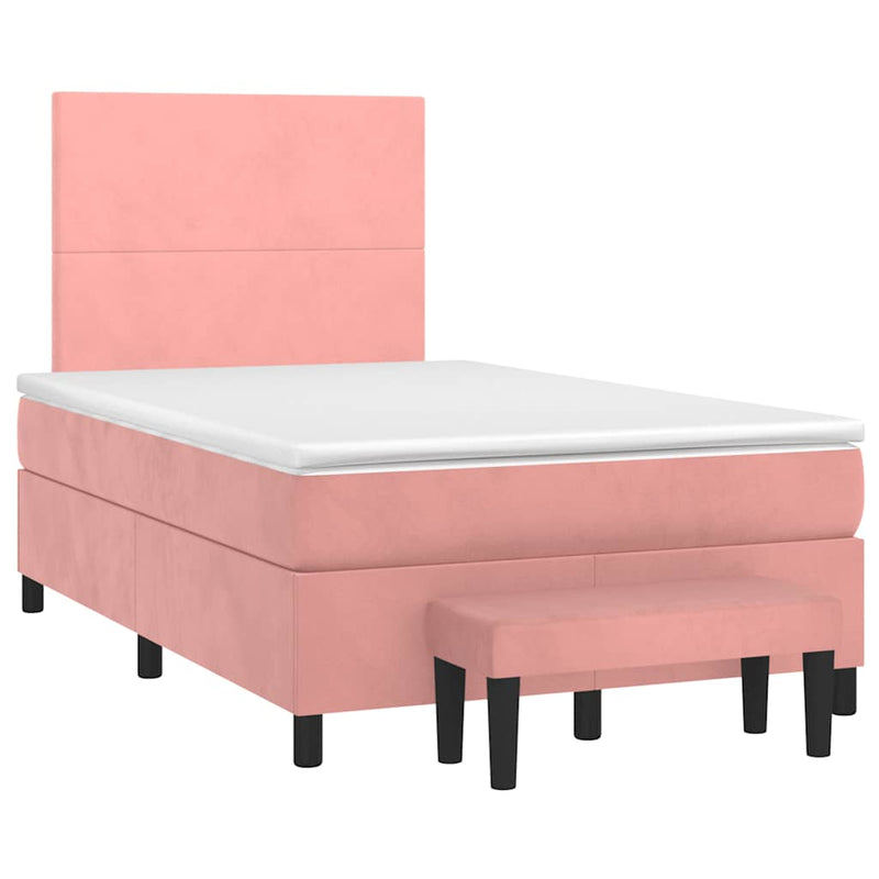 Pat box spring cu saltea, negru, 120x190 cm, catifea