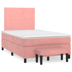 Pat box spring cu saltea, negru, 120x190 cm, catifea