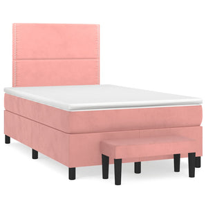 Pat box spring cu saltea, negru, 120x190 cm, catifea