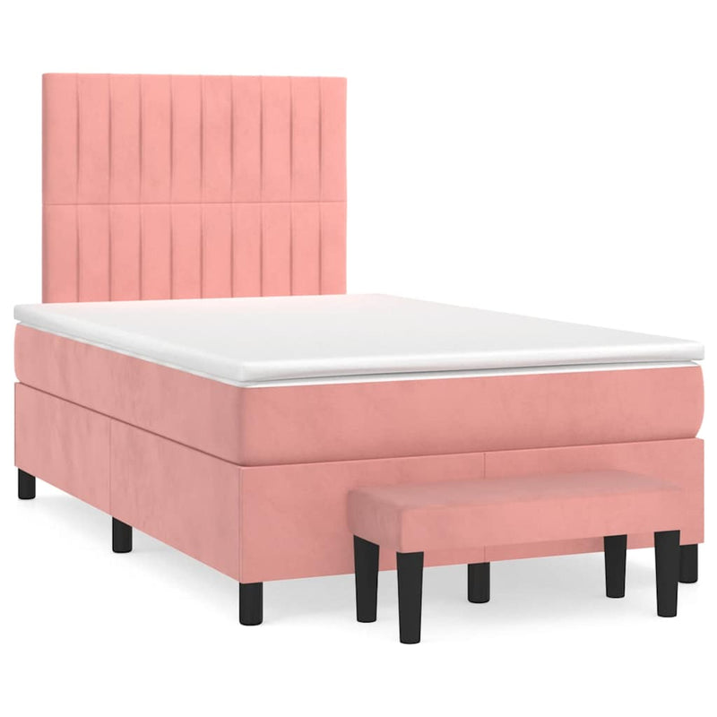 Pat box spring cu saltea, negru, 120x190 cm, catifea