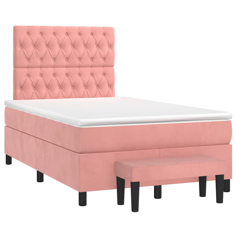 Pat box spring cu saltea, negru, 120x190 cm, catifea