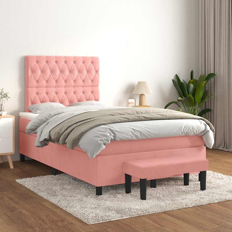 Pat box spring cu saltea, negru, 120x190 cm, catifea