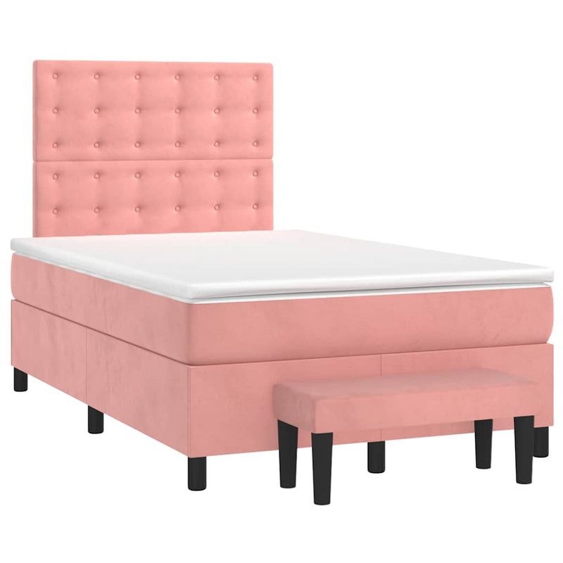 Pat box spring cu saltea, negru, 120x190 cm, catifea