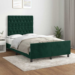 Cadru de pat fără saltea verde închis 120x190 cm catifea