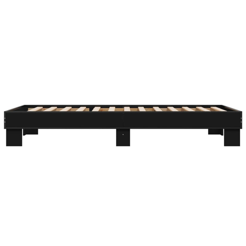 Cadru de pat, negru, 75x190 cm, lemn prelucrat și metal