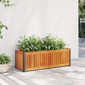Jardinieră de grădină, 80x30x27,5 cm, lemn masiv acacia/oțel