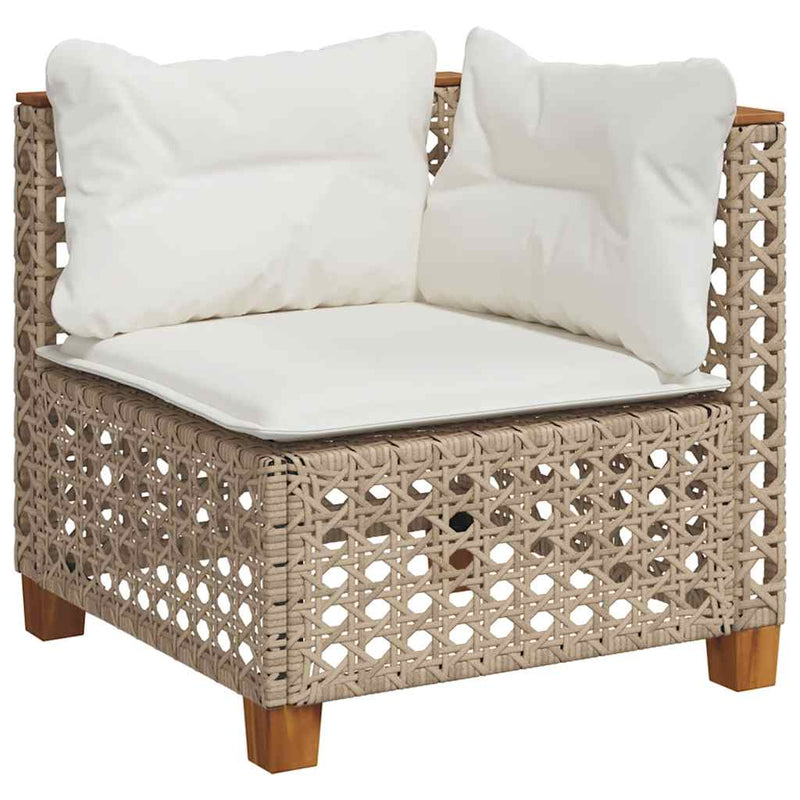 Set canapele de grădină, 9 piese, cu perne, bej, poliratan