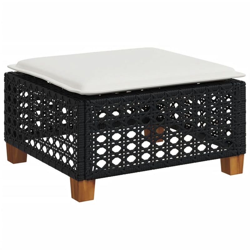 Set mobilier de grădină cu perne, 4 piese, negru, poliratan