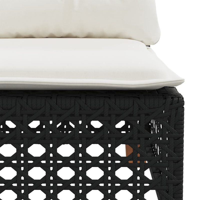 Set mobilier de grădină cu perne, 4 piese, negru, poliratan