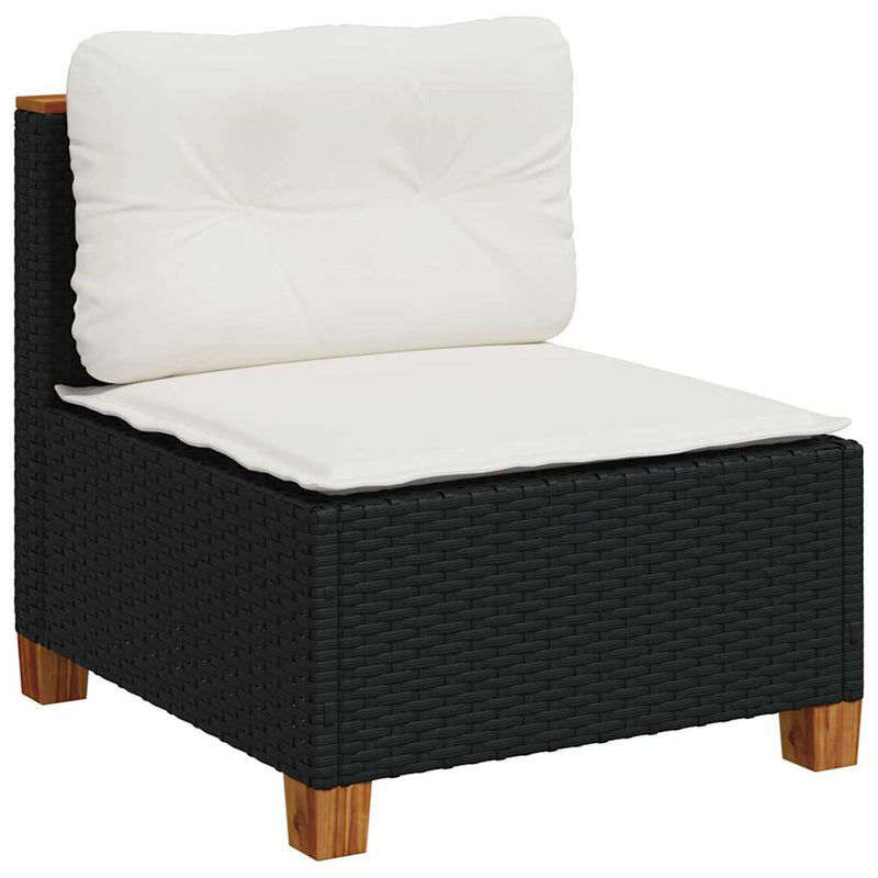 Set mobilier de grădină cu perne, 4 piese, negru, poliratan