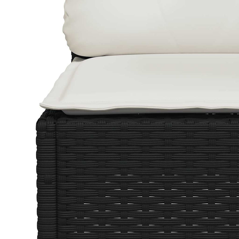 Set mobilier de grădină cu perne, 4 piese, negru, poliratan