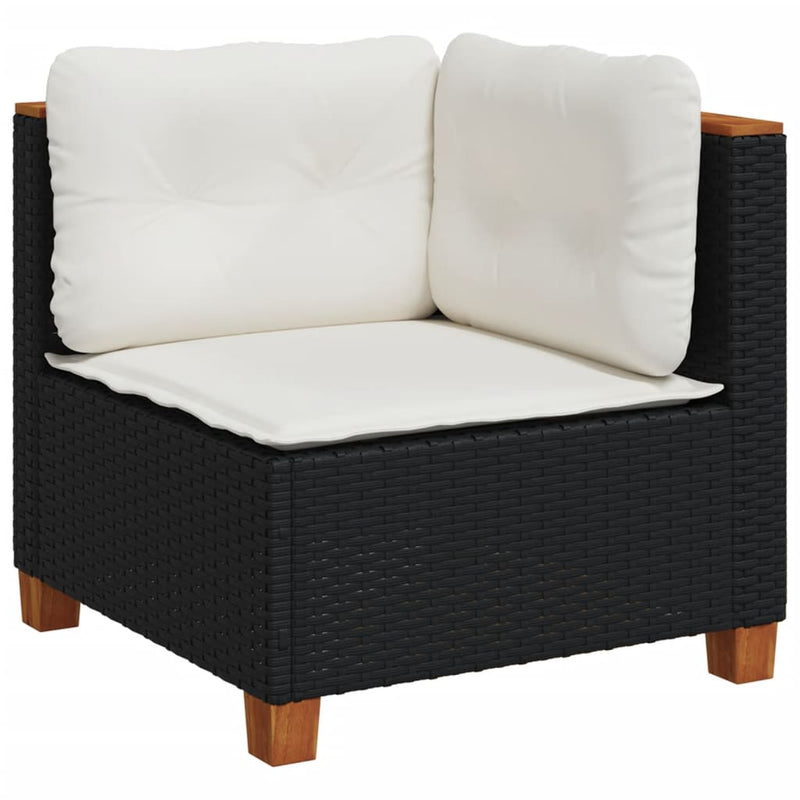 Set mobilier de grădină cu perne, 5 piese, negru, poliratan