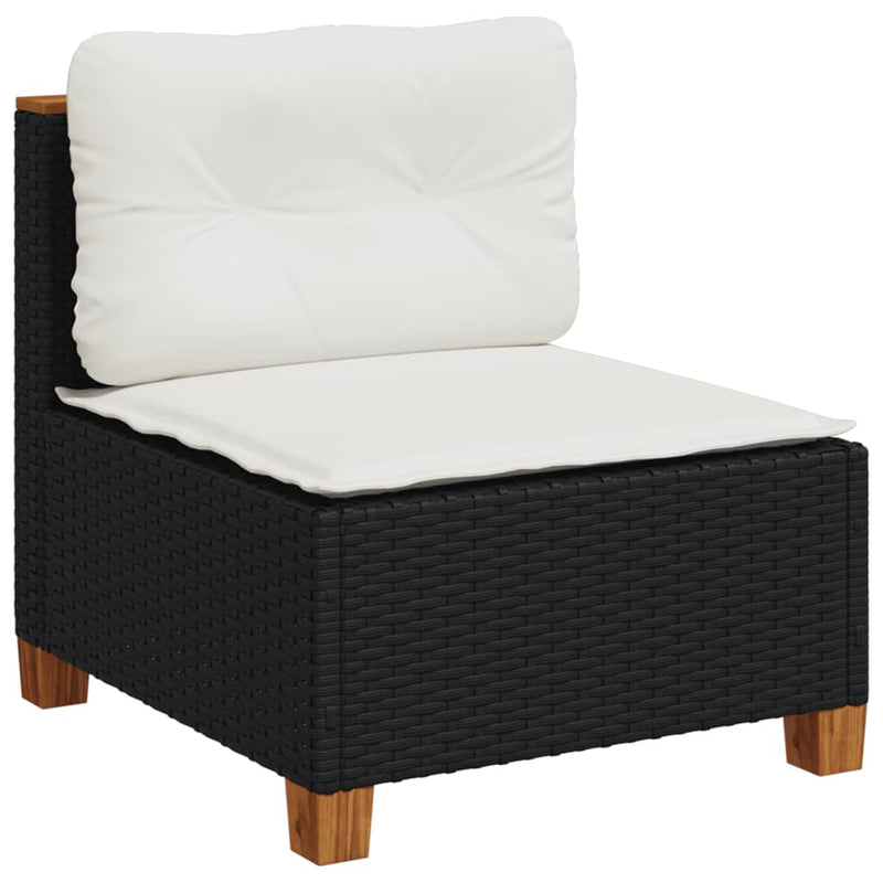 Set mobilier de grădină cu perne, 5 piese, negru, poliratan