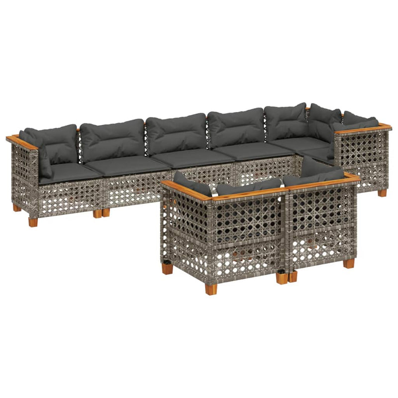 Set canapele de grădină cu perne, 8 piese, gri, poliratan